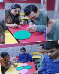 Students made beautiful wall hangings after school. They all sat in a group and made wall hangings together and enjoyed it a lot. Everyone likes to decorate for festivals.  
