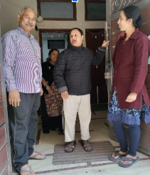 Ajay's whole family gave us a very warm welcome. We all met Ajay and his family. They served us water and fruits. The students asked for biscuits, so they were served biscuits. We all discussed Ajay's health, as he had not been well for the past few days.