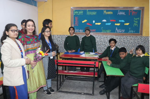 Pic: During early school years at Manovikas, Kaka stood to welcome visitors.