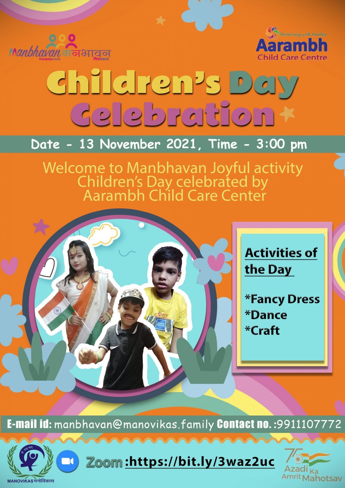 Manbhavan Friendship Circle is inviting artists to participate in Dance ,Drawing and  Fancy Dress Competition for the Children's Day 